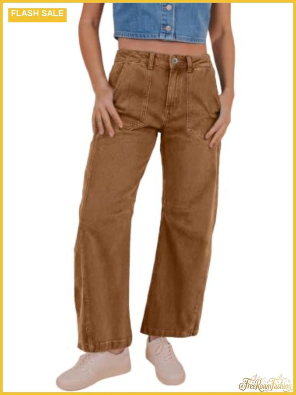 Women's High Waist Barrel Wide Leg Stretchy Jeans Woven Cotton Blend